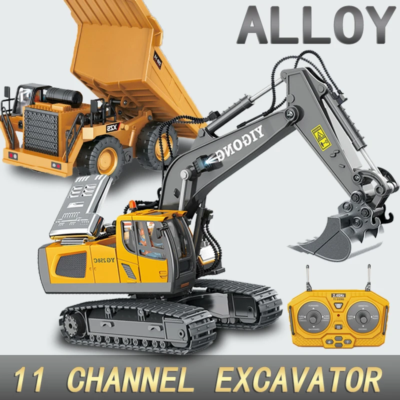 Mini Excavator Kids Dump Rc Trucks Electric Car Toy for Boy Engineering Vehicle Children Remote Control Bulldozer Forklift Crane