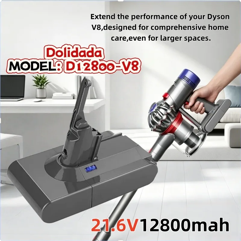 12800mAh 21.6V L50 Li-ion Battery Replacement For Dyson V8 Absolute Fluffy Animal Cordless Vacuum Cleaner Rechargeable Battery