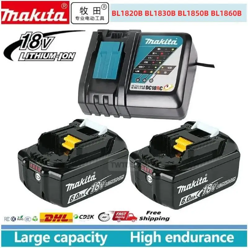 Makita 18V 6.0Ah battery BL1860B BL1850B DHG181 LXT400 DTW300 DF333 DDF487 DGA404 DTW700 DTD173 DTW1001 for Makita tool drilling