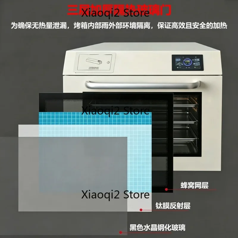Multi-function commercial convection oven with 4 layers, touch controls, built-in water tank, fan and flat oven all-in-one