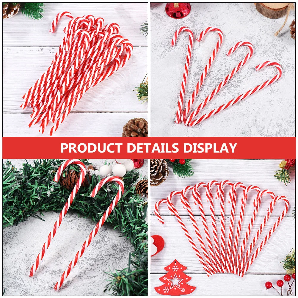 

25Pcs Christmas Crutch Pendants Classic Red White Candy Cane Decorations Xmas Tree Hanging Ornaments Holiday Home Decor