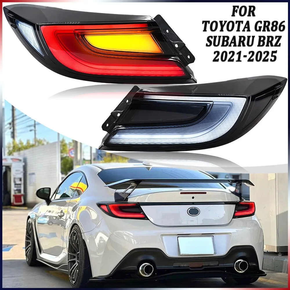 

1 пара дымовых светодиодных задних фонарей в сборе для Toyota GR86 Subaru BRZ ZN8/ZD8 2021-2025, указатель поворота, задний стоп-сигнал, Plug and Play