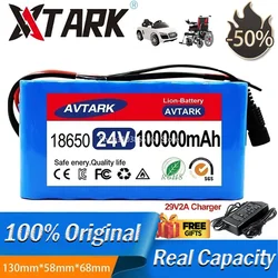 NEW 24V 7S3P 18650 Lithium-Ion Battery Pack 100Ah with 20A Balanced BMS for Scooter Electric Wheelchair ,+ 2A Charger