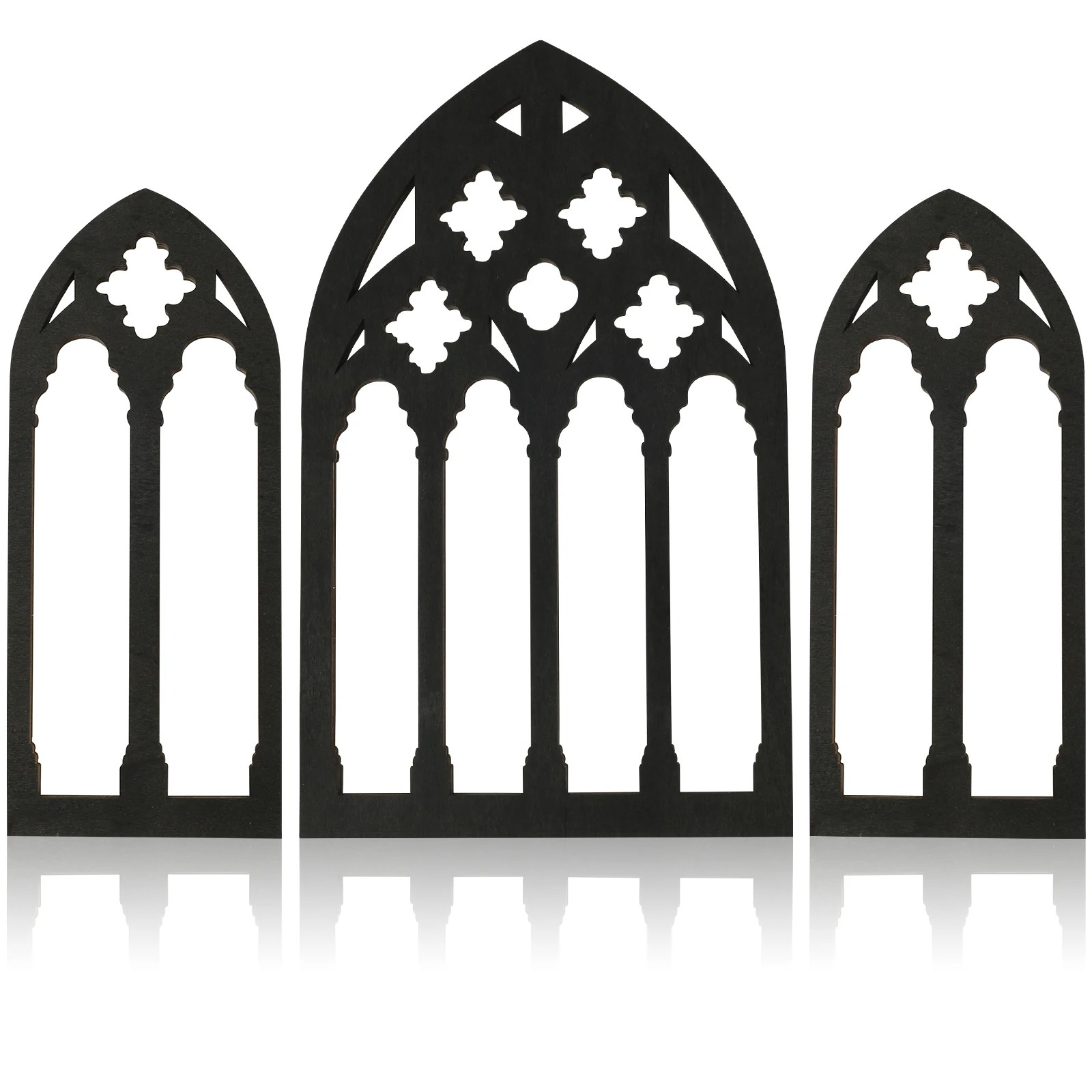 3Pcs Arched Window Wall Mirror Set Gothic Wall Mirror Decor Cathedral Arched Mirror Decor Self-Adhesive Arched Wall Mirror for