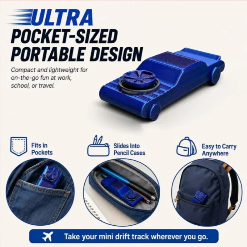 Pocket Drift Fidget Car Toy Mini Desktop Drifting Race Car Fidget Spinner 2 In 1 Stress Relief Toy Anxiety Relief Fidget Toy
