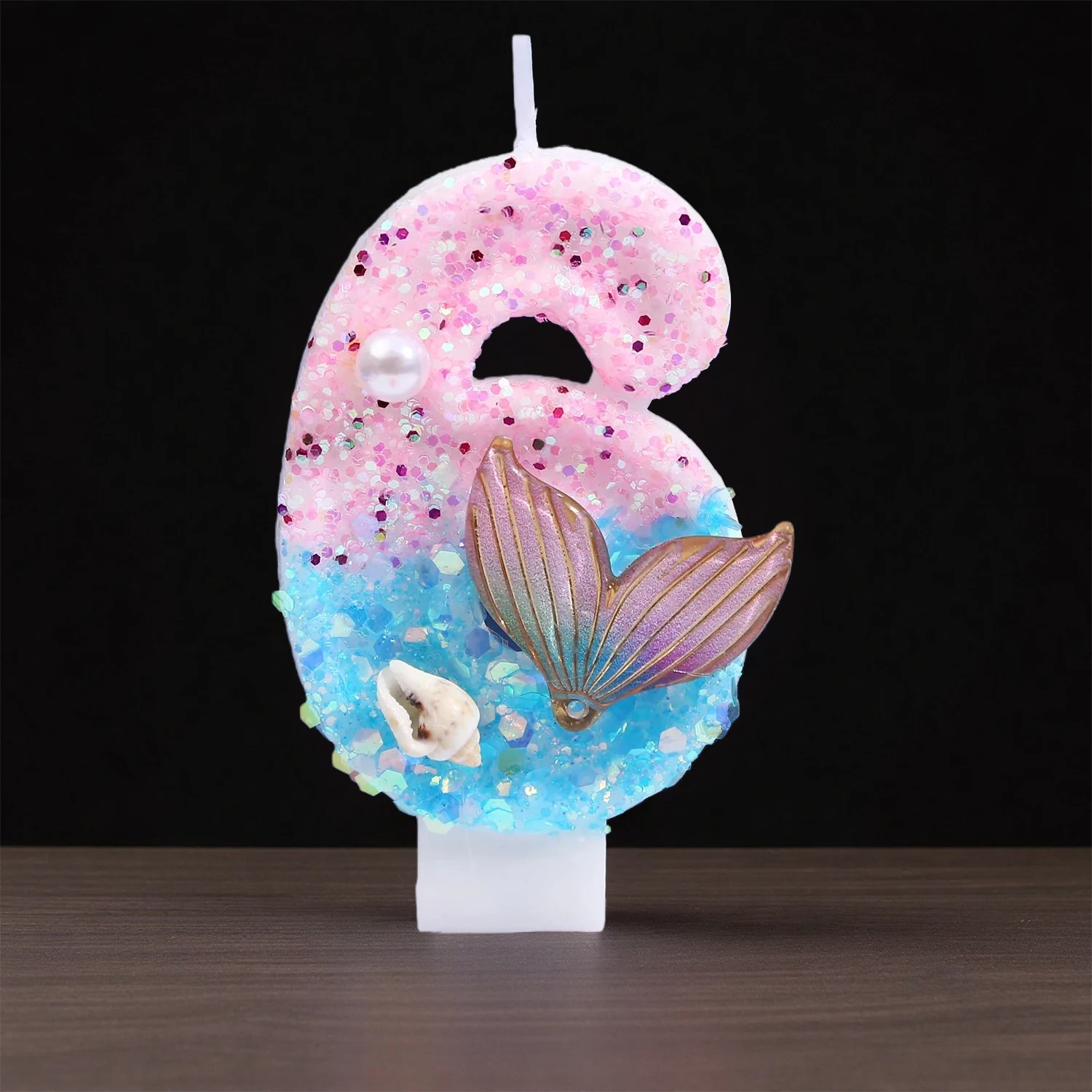 Gradient Blue Shell Pearl Creative Digital Birthday Candles - Cake Decoration Party Supplies - view 4