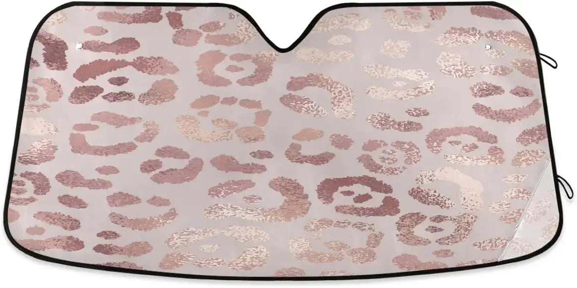 

Windshield Sun Shade Leopard Print Cheetah Rose Gold Ram Front Window Block UV Shades Visor Reflective Retractable for Car SUV T