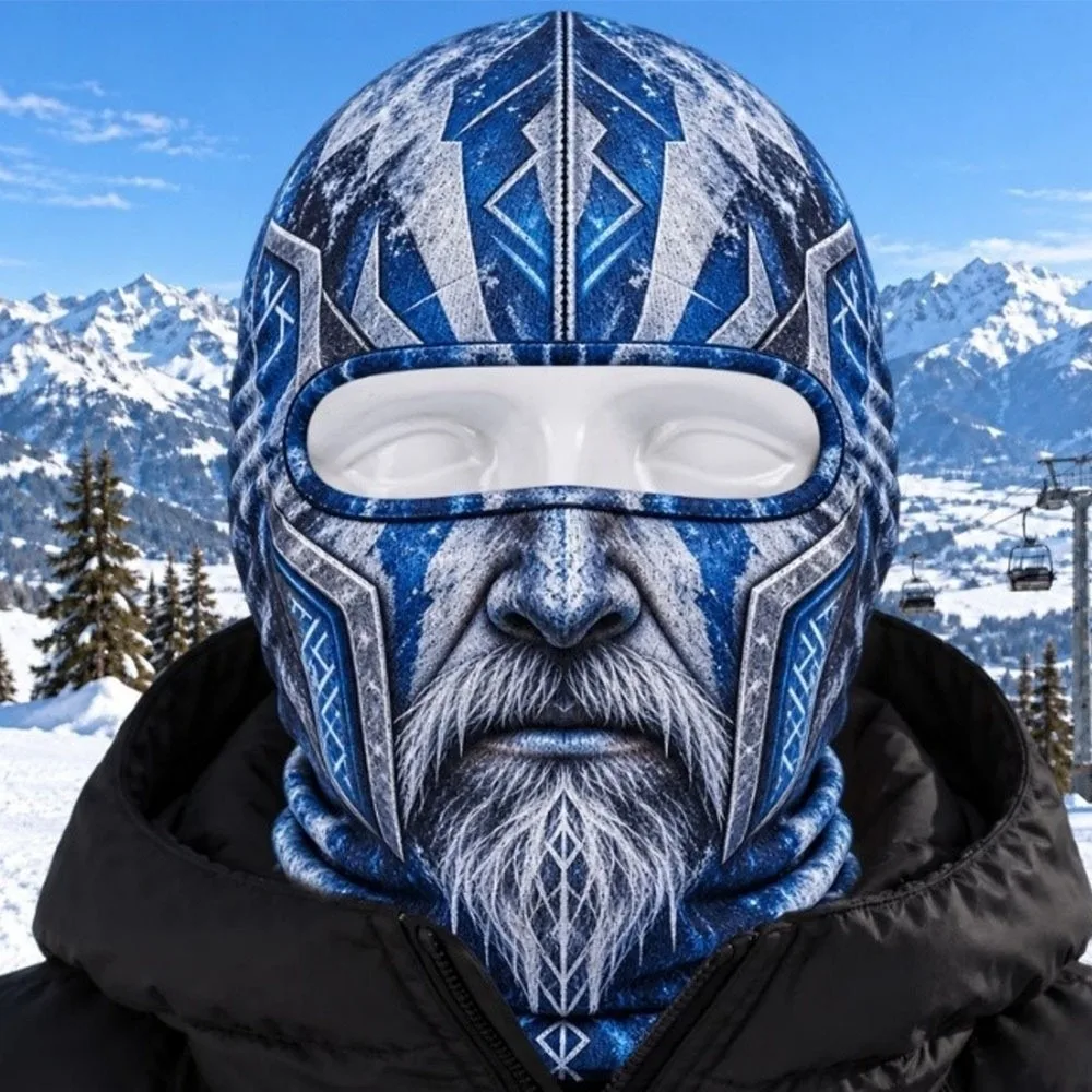3D Printed Skull Demon Print Funny Ski Mask Full Coverage Quick Dry Balaclava Face Mask Sweat Absorbent Breathable Eye Hole