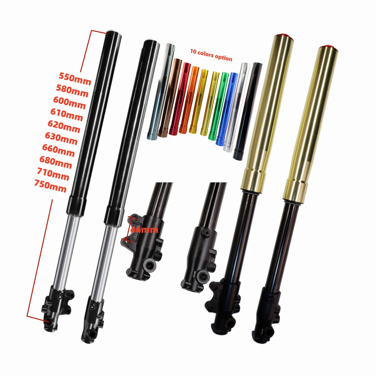 SXJZ Hot Popular Aluminium Alloy 44mm Brake Single Adjustable Suspension Pit Bike Inverted Front Fork