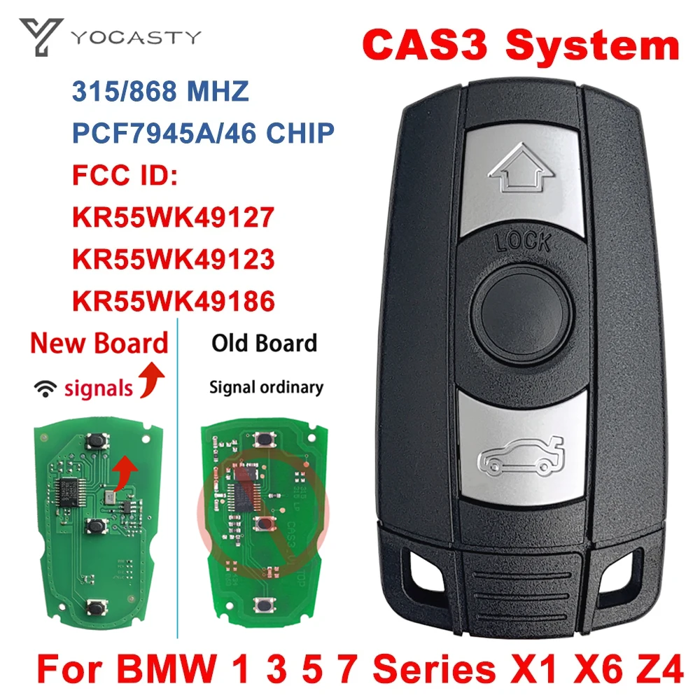 YOCASTY CAS3 KR55WK49127 PCF7945 Chip 315 868MHz llave remota inteligente para 2006 - 2012 BMW 1 / 3 / 5 / 7 Series X1 X6 Z4