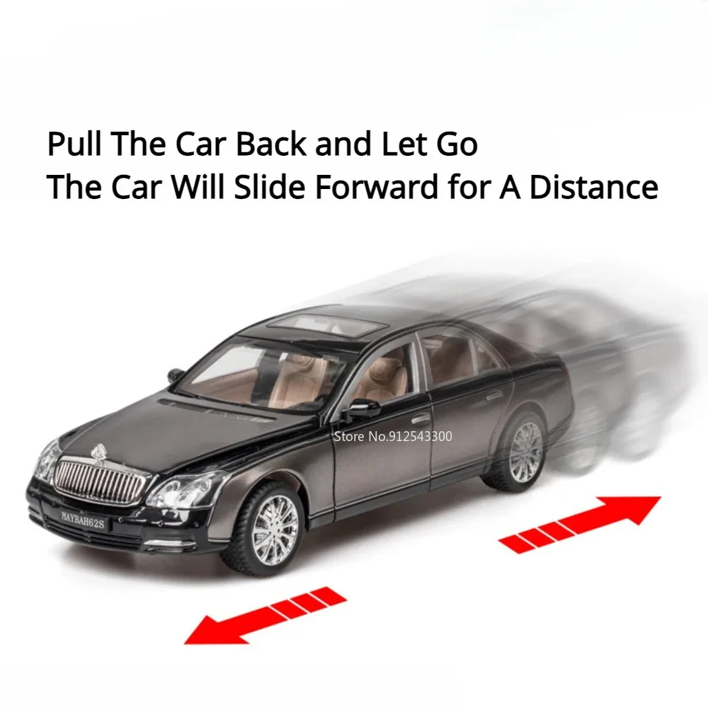 Scala 1:24 in miniatura 62S E300eL modello di auto giocattolo in lega pressofusa porte aperte suono luce tirare indietro decorazione squisita modelli di auto