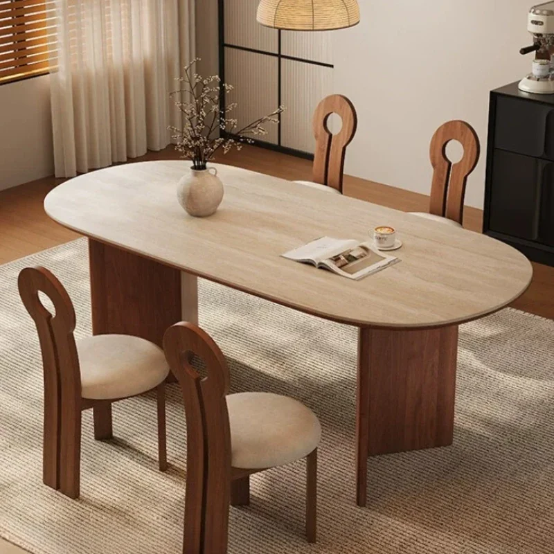 Dining Tables And Sets Of 6 4 Chairs Furniture Luxury Solid Wood Travertine Rock Slab Dining Table Pliante Modern Simple Home