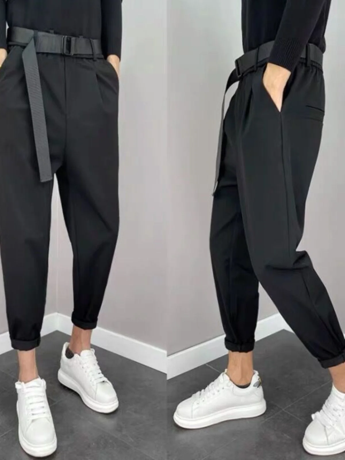 

Fall Faion Men's Casual Loose Harlan West Pants Straight Leg Nine Points Trendy Trousers Korean Version Loose Fit