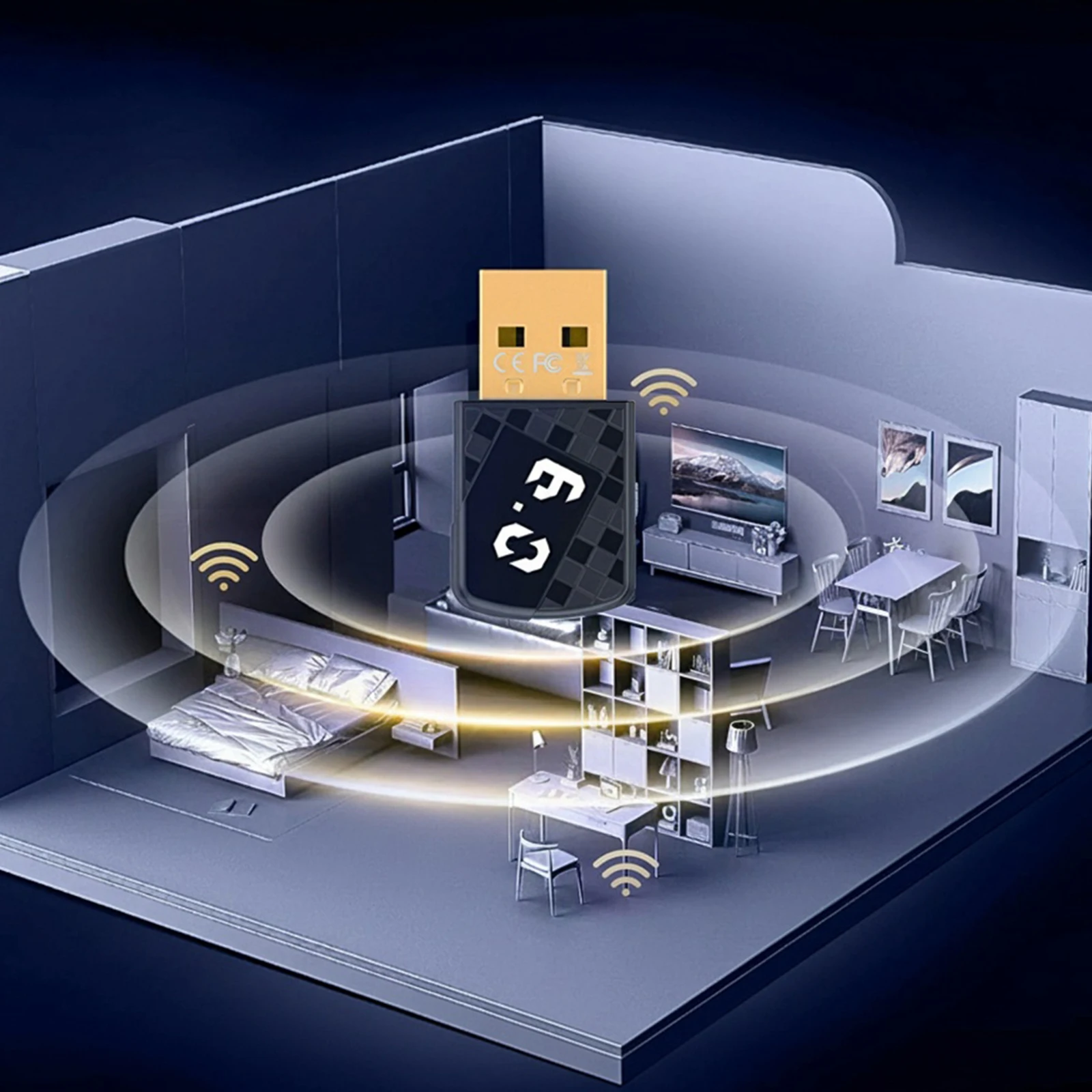 

Беспроводной аудиоадаптер Bluetooth 6.0, совместимый с Bluetooth-приемником и передатчиком, с функцией передачи данных на большие расстояния для колонок и наушников