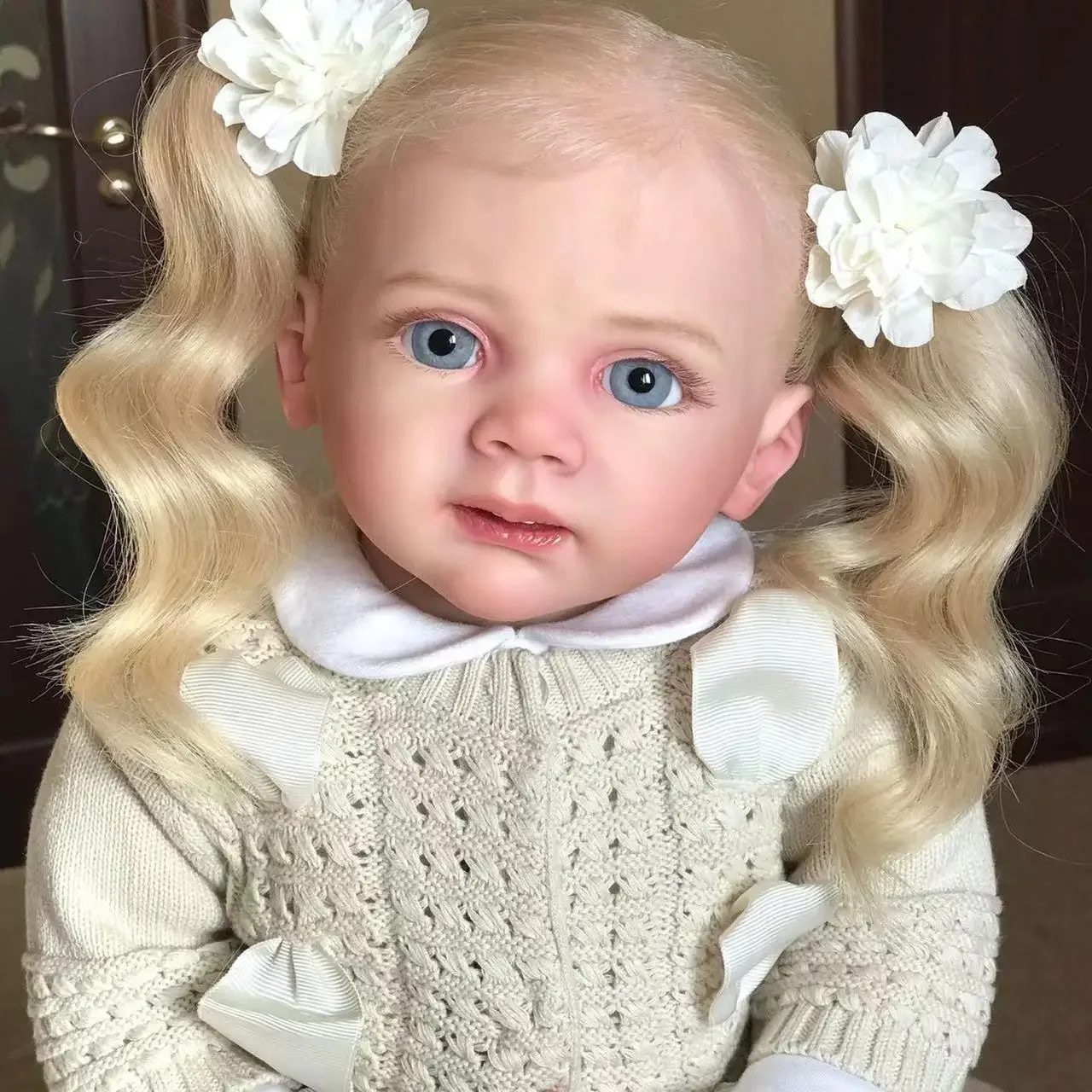 SINO-BB Customized Limnited Supply 25inch Reborn Baby Fritzi With Standing Legs Sweet Girl Hand-rooted Blond Hair Christmas Gift