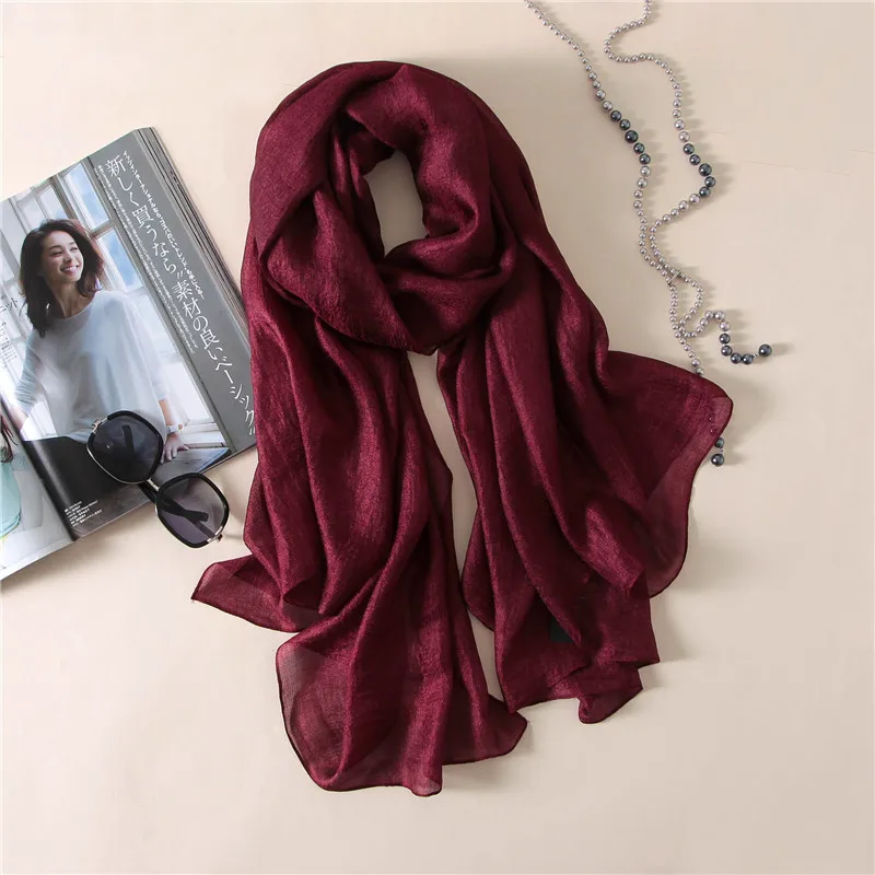 2023 luxus Marke Frauen Mode Schal Plain Solide Seide Leinen Schals Schals Sommer Dame Bandanas Pashmina Foulard Hijab 180*90 cm – Detail 24