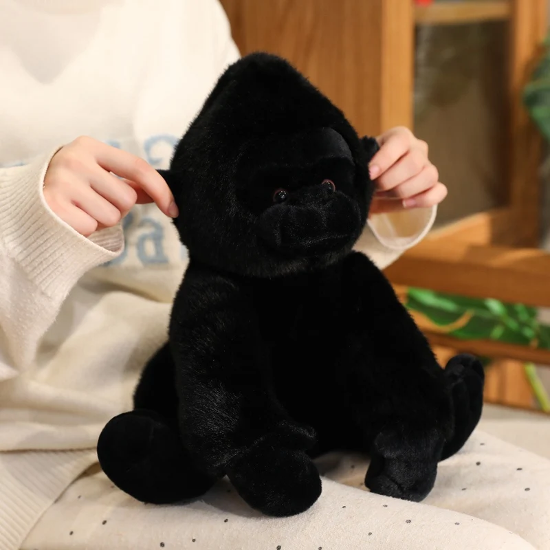22/32 cm Schwarz Starke Gorilla Sitzende Plüsch Puppe Gefüllte Cartoon Zoo Tier Spielzeug Wie Echte Fuzzy Weiche Plushie männer Geschenk