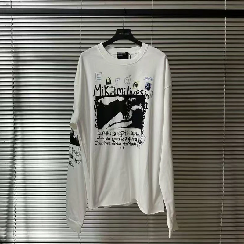 

Y2K Эстетический графический принт с круглым вырезом и длинными рукавами, пуловеры, топы, готическая футболка для женщин, одежда Cyber Y2K, футболки в стиле гранж, уличная одежда