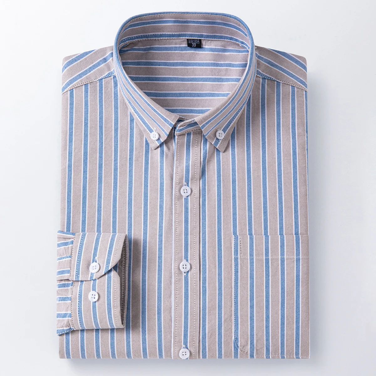 

Plus size 6xl fashion korean popular clothes 100%cotton oxford long sleeve shirts for man elegant casual plain striped shirt