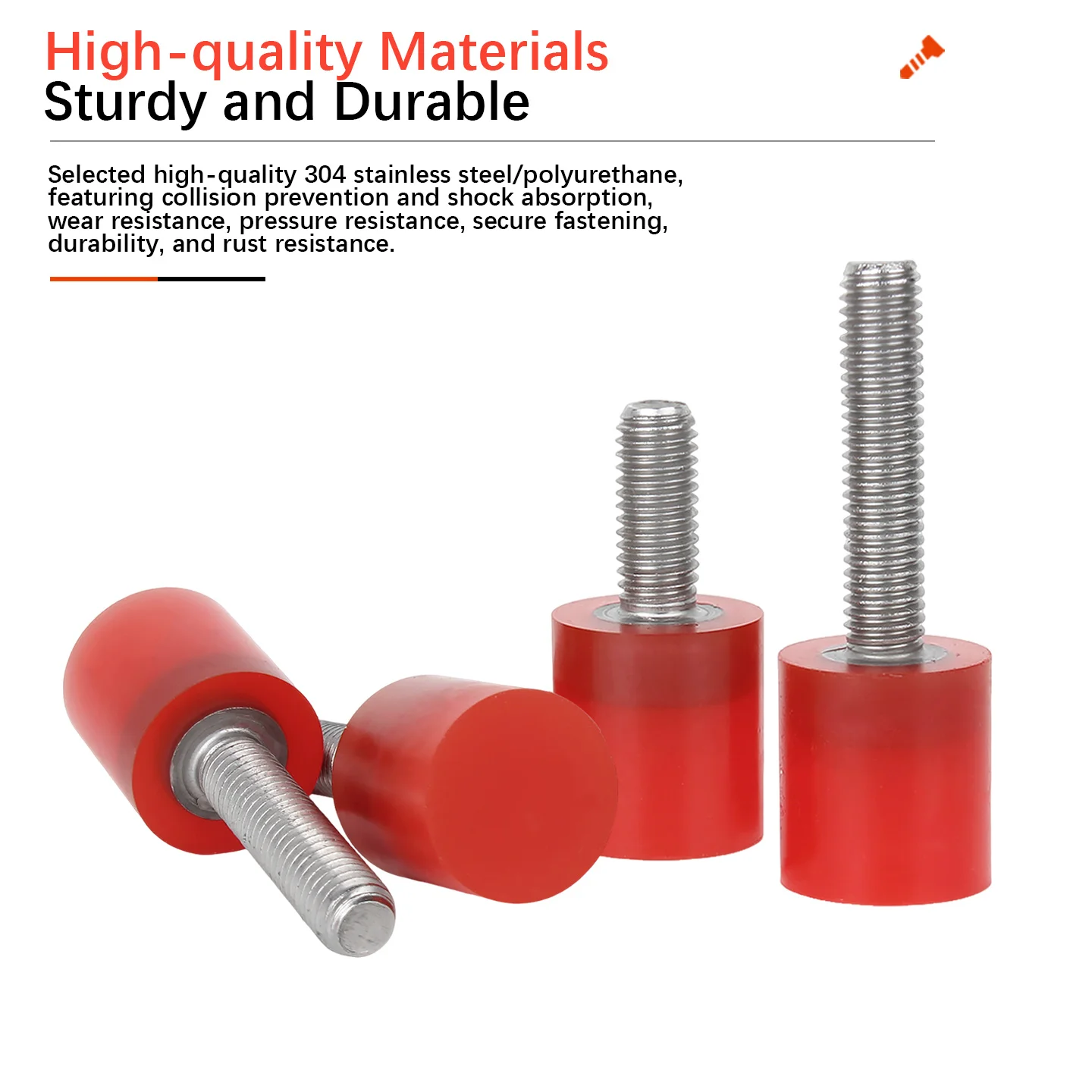 1pcs FA Polyurethane Coated Screws 50A Stainless Steel Rod Shock Absorbing Anti-Collision Urethane Stop Bolts M3-M16