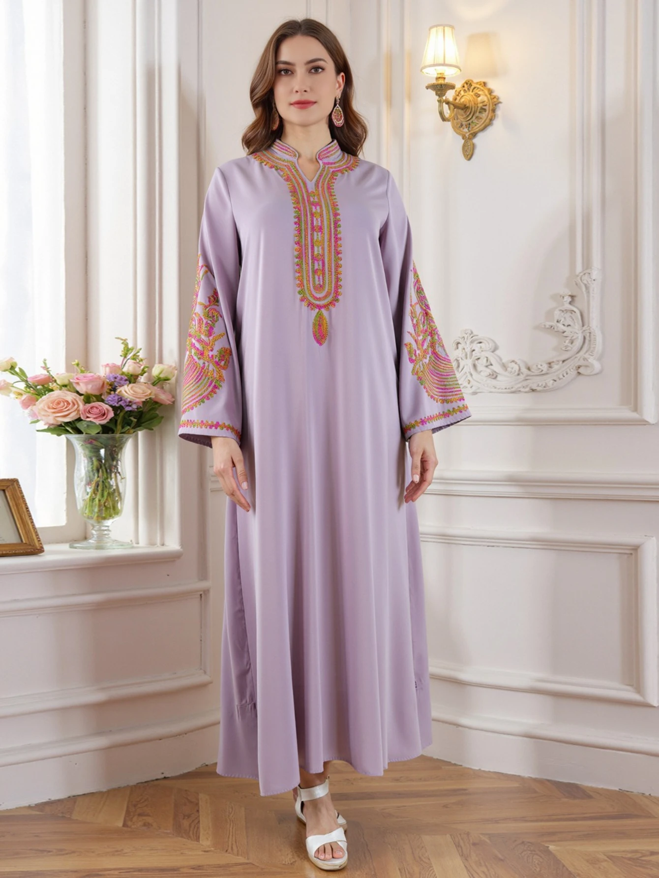 

Eid Women Dress Abaya Muslim Autumn Embroidery Dubai Vestidos Largos Long Dresses Kaftan Arab Robe Party Caftan Jalabiya Ramadan