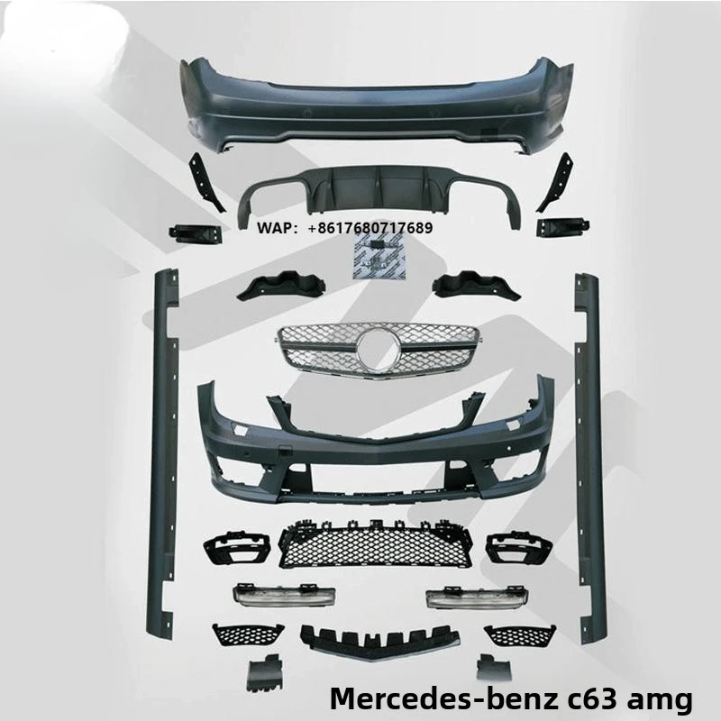 New Universal Bodykit Front Rear Bumpers Grille for -Benz C-Class W204 2011-2014 C63  Clip-on Upgrade