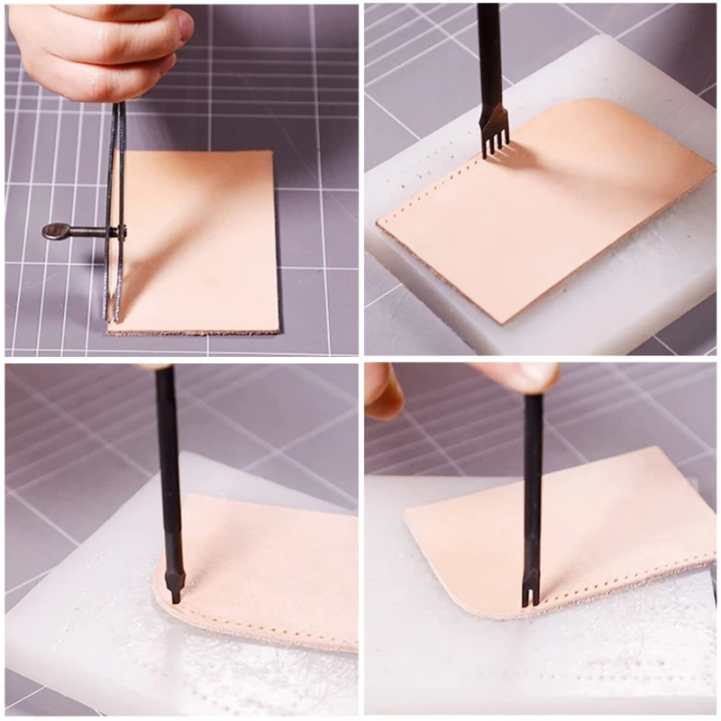 Leather Hole Heavy Duty Carbon Steel Tools for DIY Leathercraft and Bag Making 4 6 Tooth Drosphip
