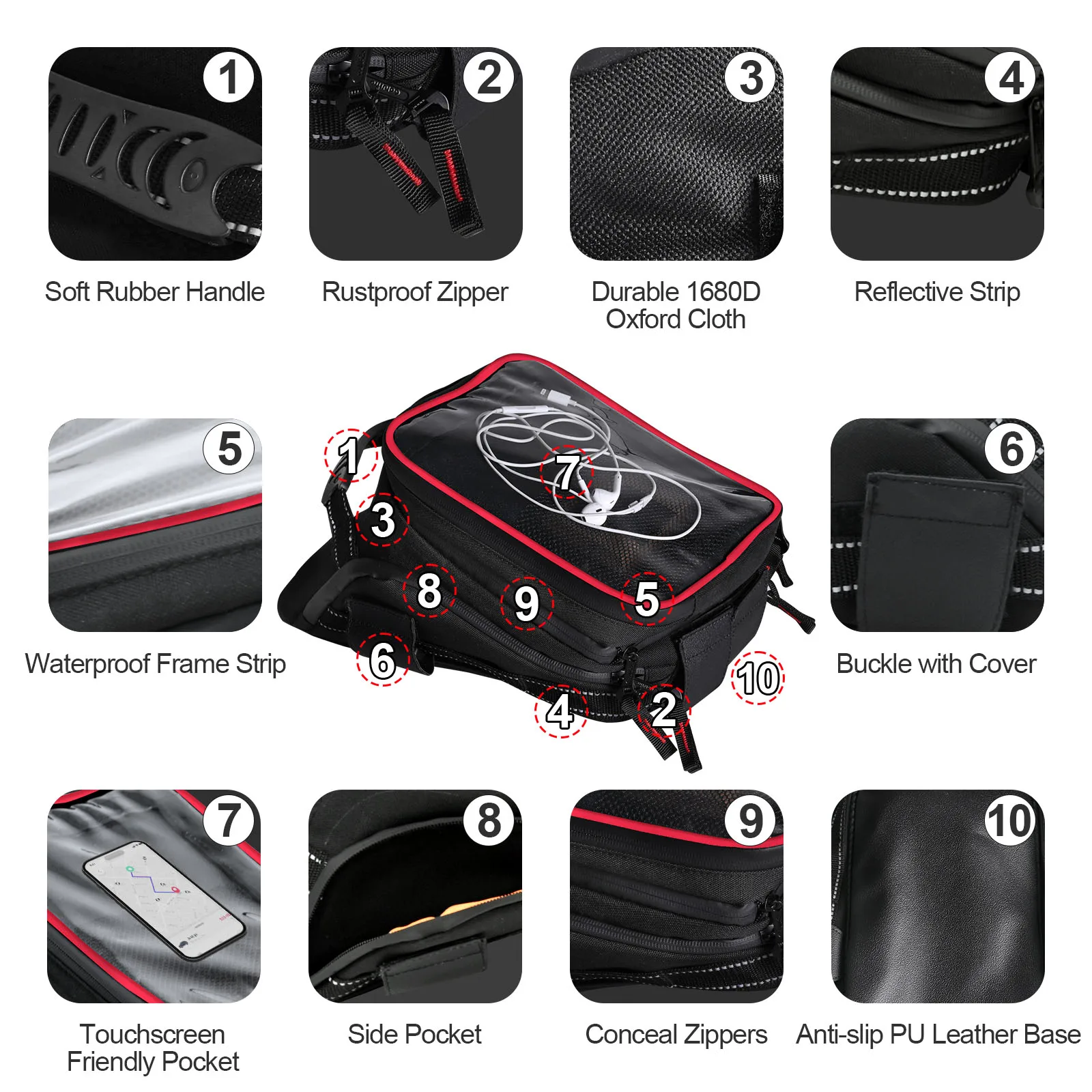 

Вместительная расширяемая сумка на бак мотоцикла с беспроводным сенсорным экраном для хранения, для мотоциклов Suzuki, Yamaha, Honda