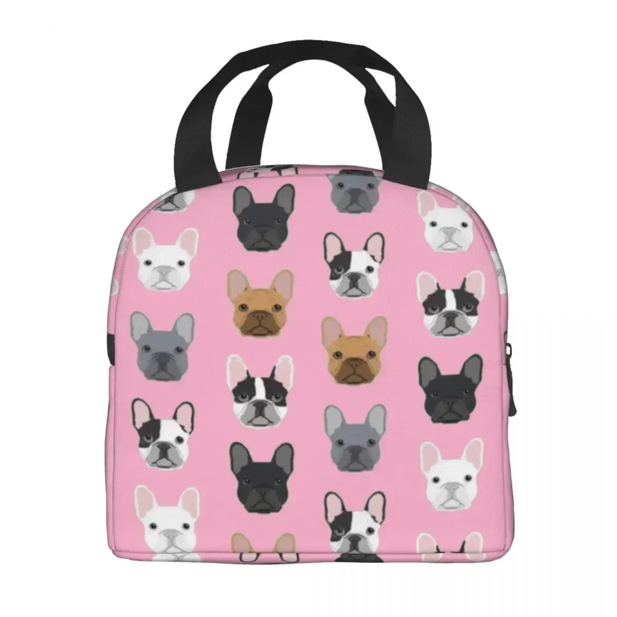 French Bulldog Lunch Boxes for Women Waterproof Cute Dog Thermal Cooler Food Insulated Lunch Bag School Children Student