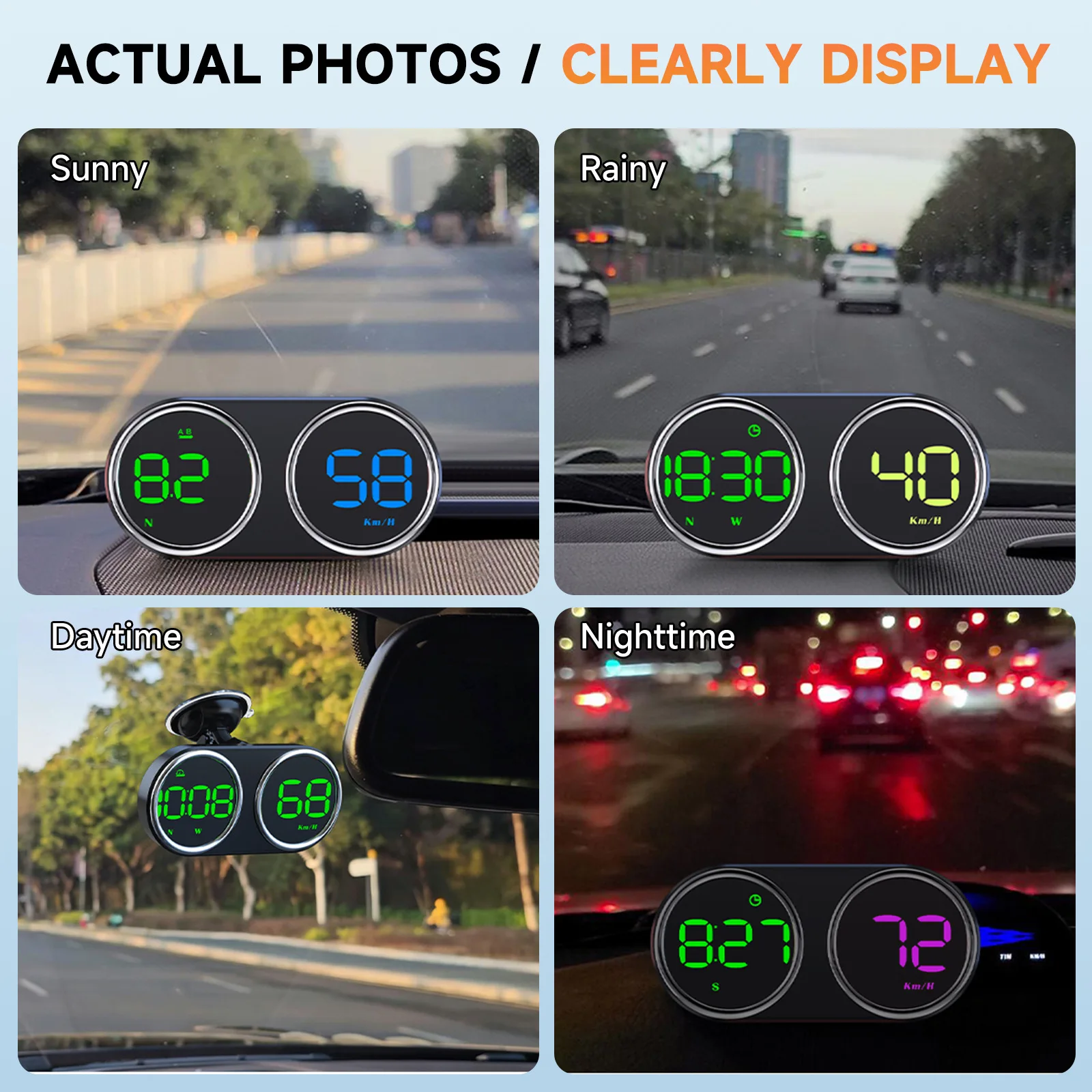 Car Speed Monitoring HUD with Digital Display and Progressive Overspeed Indication for SUV RV Truck Compatibility