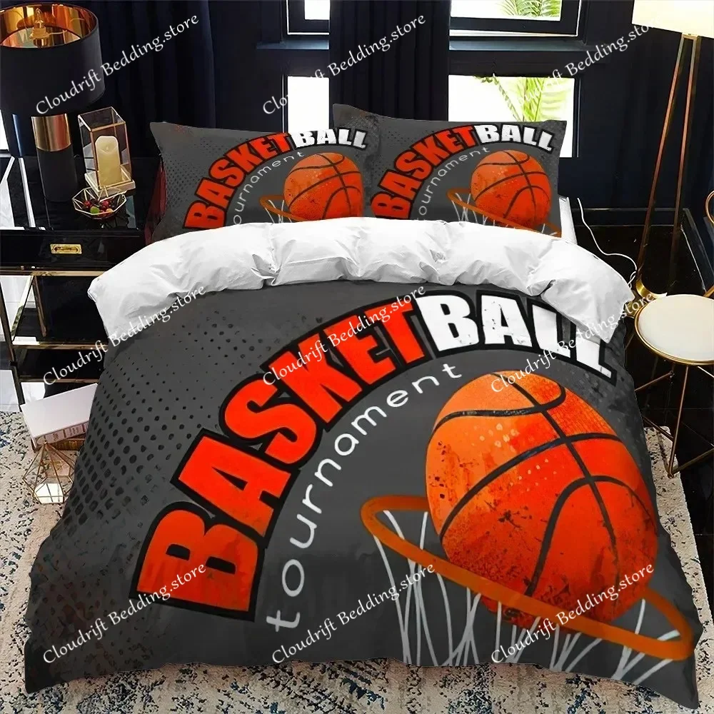 3D Print Basketball Duvet Cover Set King Queen Size Cool Sport Theme for Kids Children Teens Ball Gaming Polyester Bedding Set