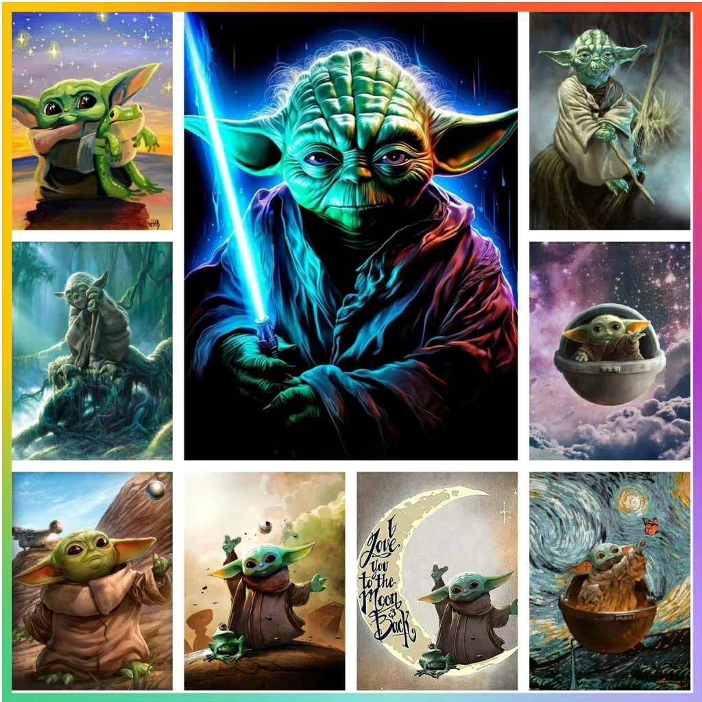 Pintura al Óleo por Números de Baby Yoda de Star Wars — Arte de Pared en Lienzo Pintado a Mano con Dibujos Animados para Decoración del Hogar, Regalo 2026