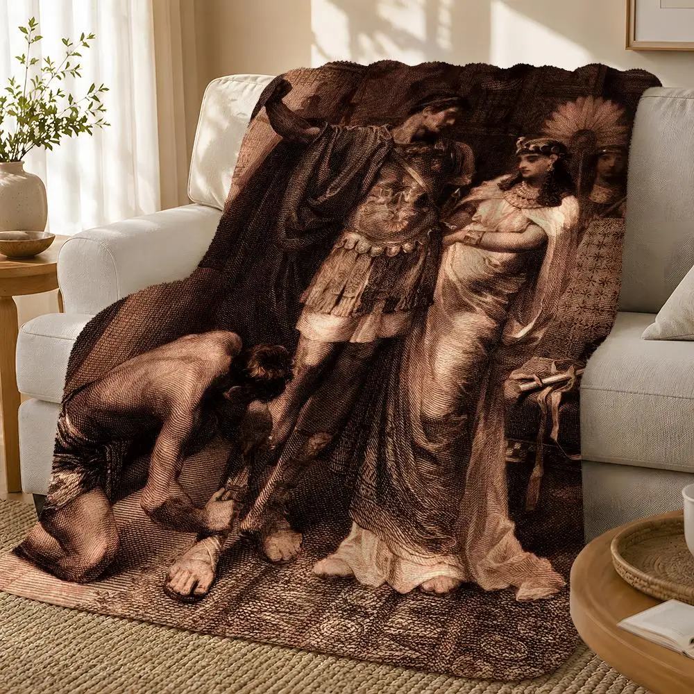 Antony And Cleopatra Throw 1pc Flannel Blanket Soft Lightweight Warm Cozy For Bedroom Sofa Bed