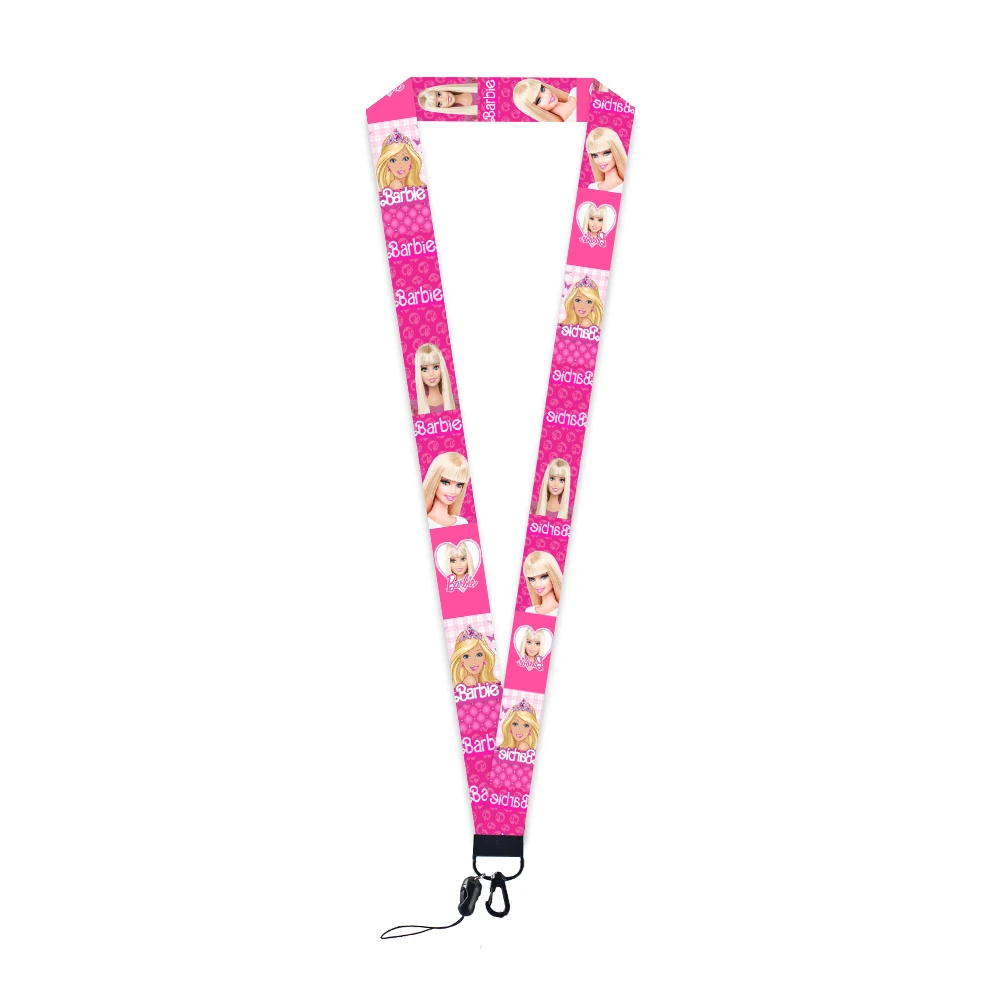 Hot Selling Barbie Card Holder Neck Strap Polyester ID Card Holder Lanyard Cute Girls Women Lanyards Keychain Gifts