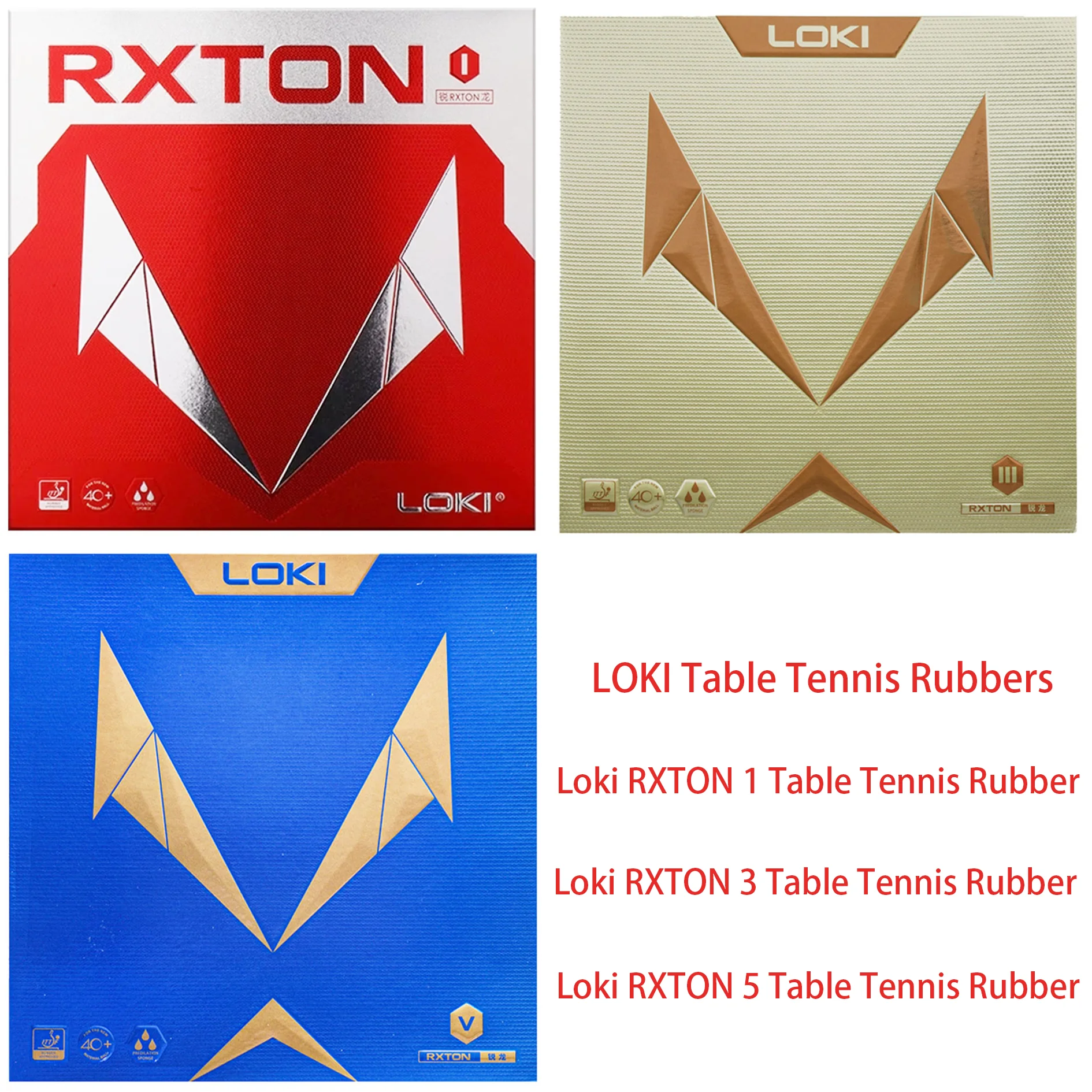 

LOKI RXTON Series ITTF Approved Table Tennis Rubber Red Pips In Hard Sticky Ping Pong Rubber Sponge for Fast Attack/Loop/Control