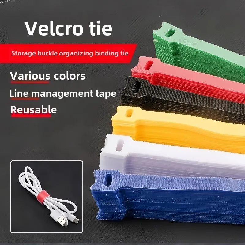 Self Adhesive Velcro Fastener Nylon Fastening Wire Buckle Diy Cable Management Straps Adjustable Cord Buckle Reusable Cable Ties