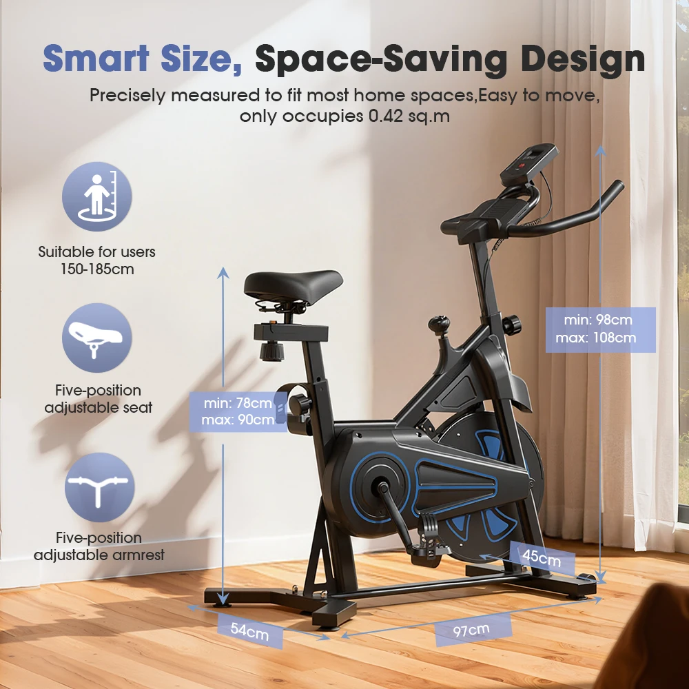 Formill QK116C Indoor-Fahrrad mit Magnetwiderstand, 12KG Schwungrad, 287lbs, 100-Stufen-Widerstand, LCD-Display, Leiser Riemenantrieb, Heim-Cardio – Detail 8