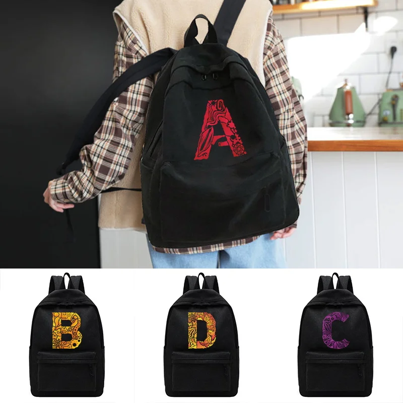 

Unisex Backpack Casual Canvas School Bag Boys 2023 New Large Capacity Student Schoolbag Rucksack engrave image Print Knapsack