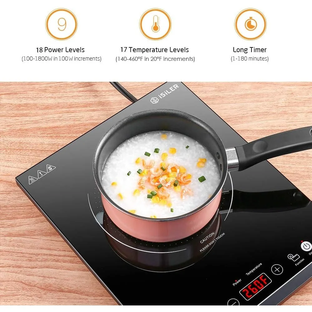 1800WCooker Hot Plate with Kids Safety Lock, 6.7