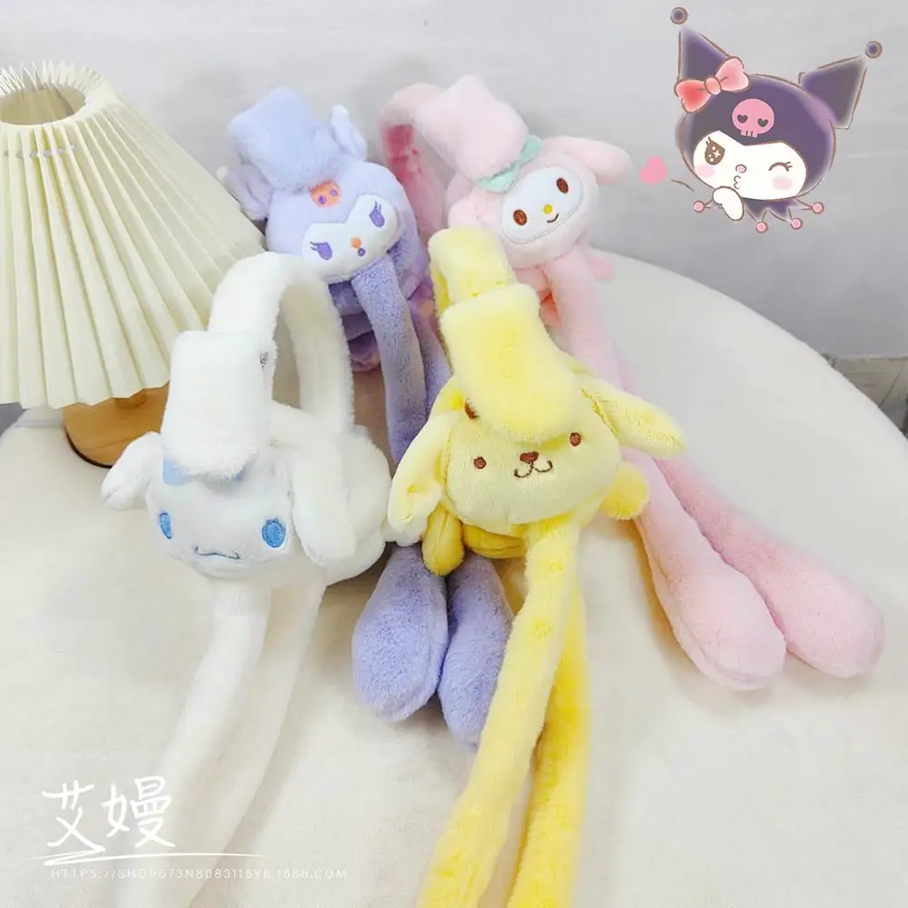 Sanrios Kawaii Cinnamoroll Pluche Oorbeschermers Oren Bewegen Anime Kuromi Melodie Winter Dikker Warme Zachte Schattig Meisje Student Festival Gift