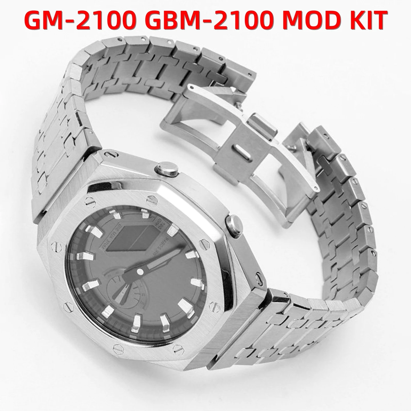 

GM2100 Mod kit Upgrade Stainless Steel case strap For Casio G-shock GM-2100 GBM-2100 Men Soild Metal watch bezel band with tools