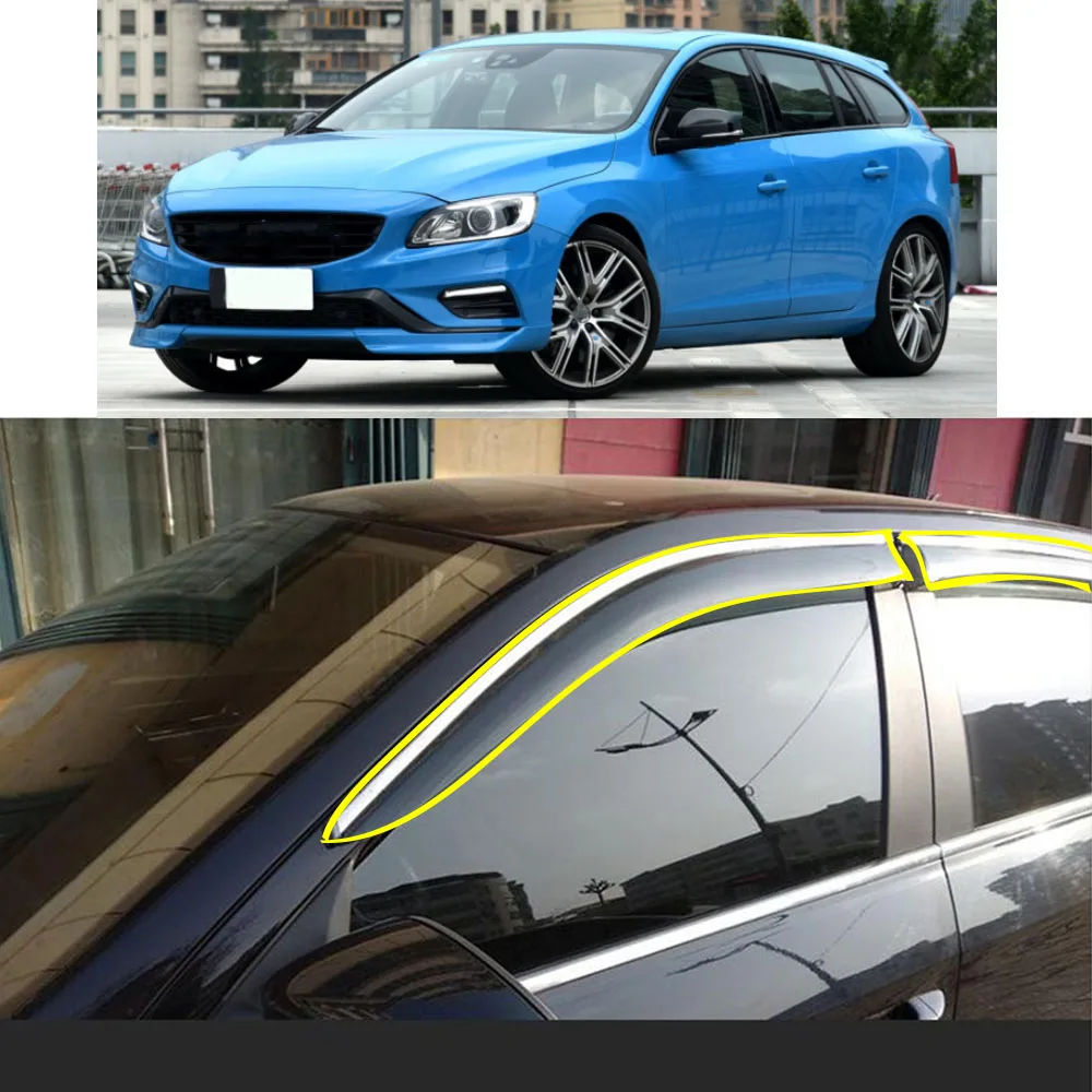 

Car Sticker Plastic Window Glass Wind Visor Rain/Sun Guard Vent For Volvo V60 Hatchback 2012 2013 2014 2015 2016 2017