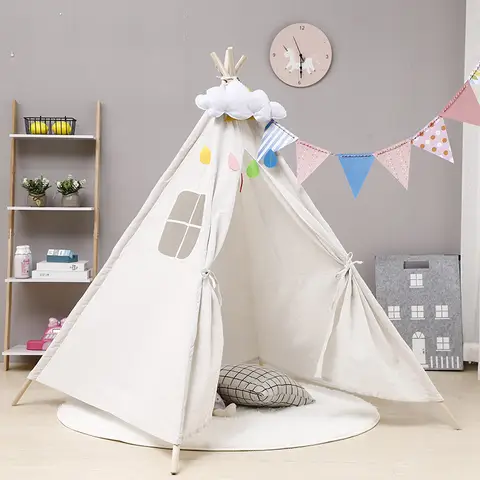 어린이 텐트 티피 텐트 어린이를위한 휴대용 Tipi Infantil 하우스 Cabana 어린이 텐트 장식 카펫 LED 조명 Best5