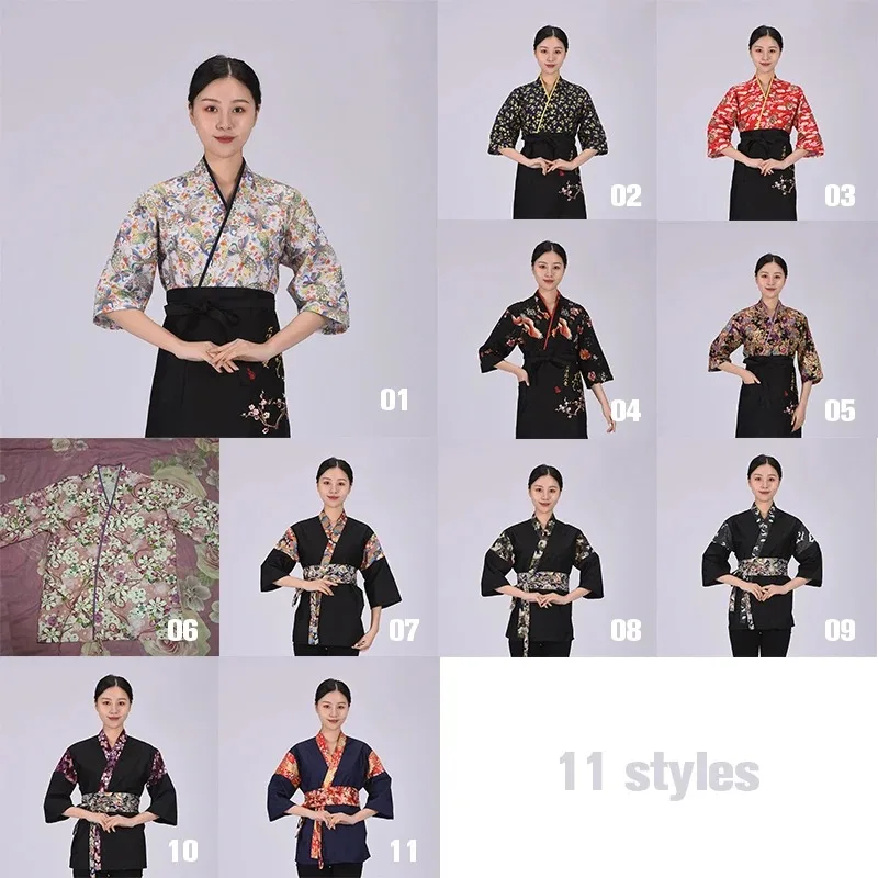 Unisex Japanse chef-kok jas tops sushi keuken restaurant foodservice werkkleding chef-kok jassen hotel keuken kok uniform