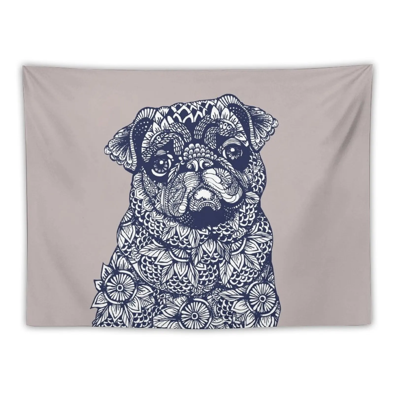 

Mandala of Pug Tapestry Funny On The Wall Wallpaper Wall Hanging Tapestry