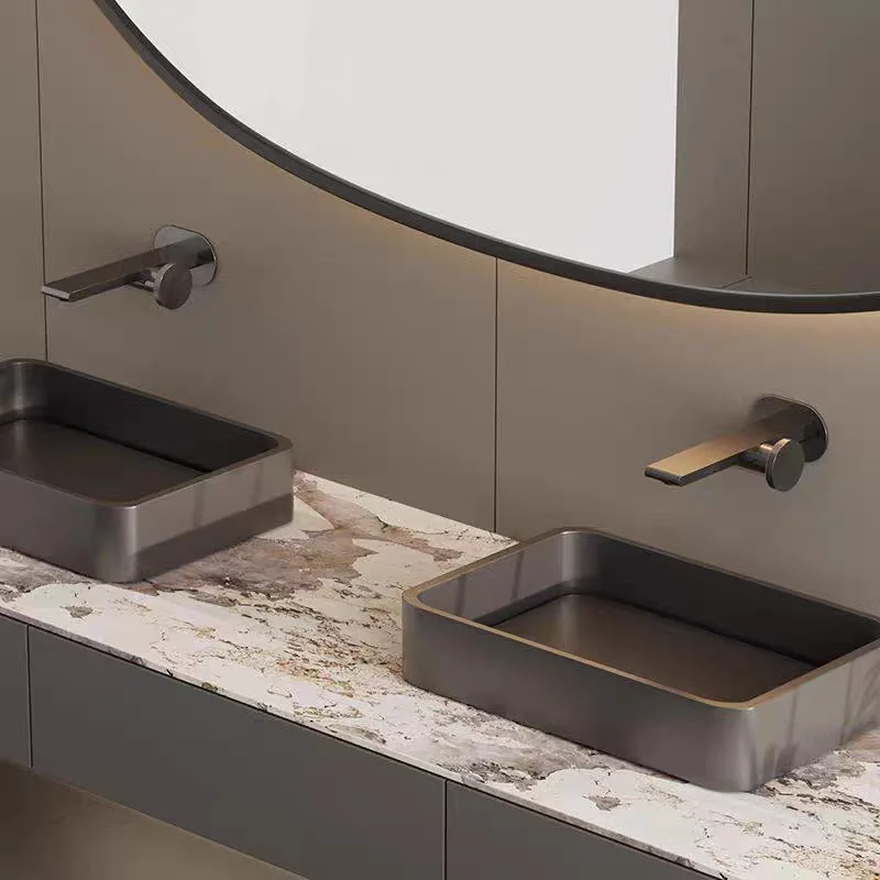Wall Mounted Basin Faucet Brushed Rose Gold Concealed In Wall Single Handle Cold Hot Water Mixer Tap Bathroom Sink Faucet For Va