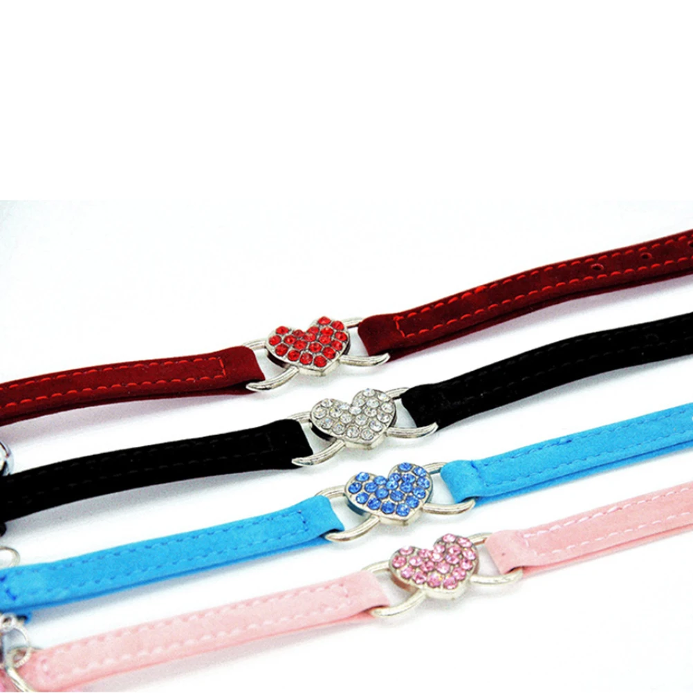 

Kitten Bell Collar Cat Chain Collars with Heart Multicolor Pet for Bells Safety Bling Pink