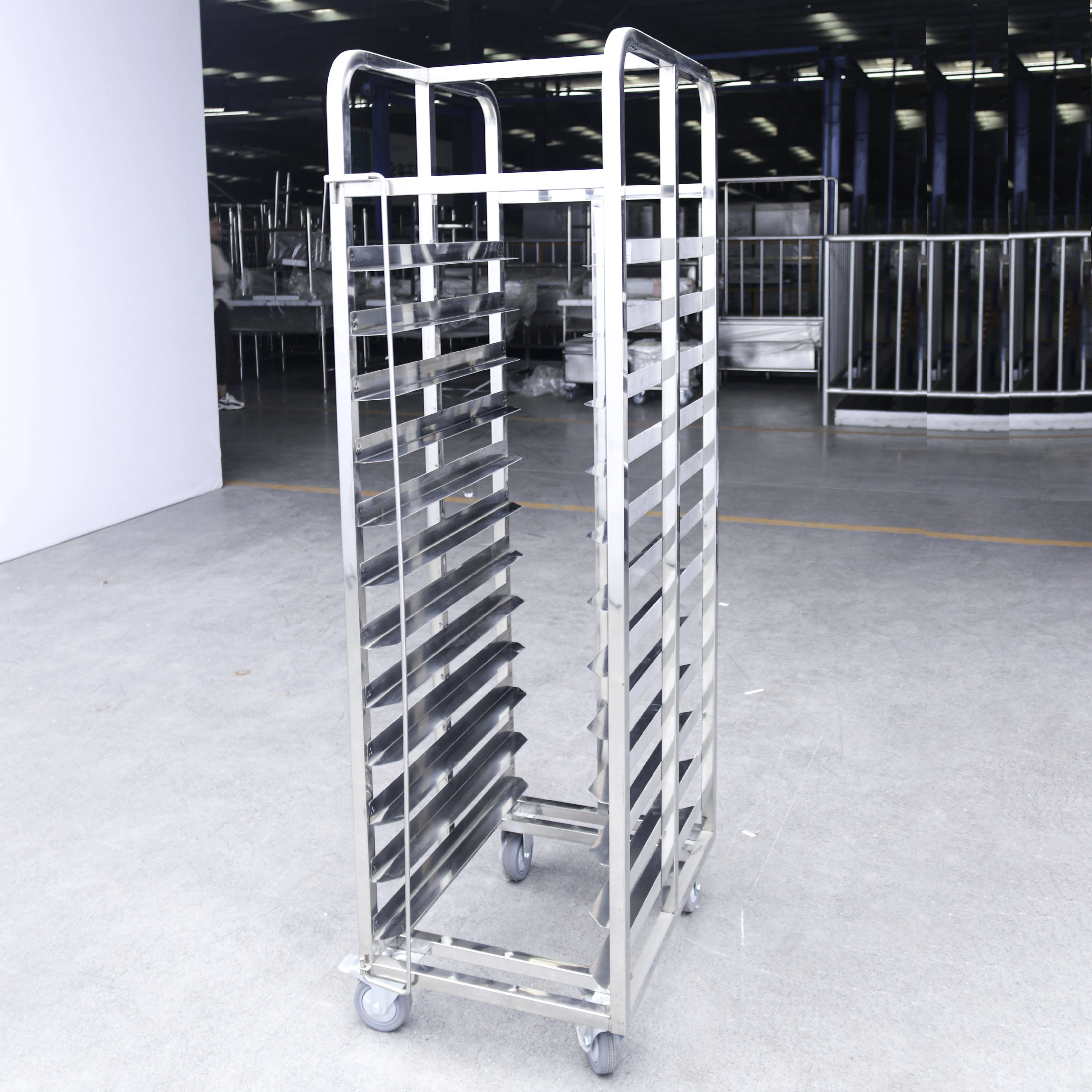 Multi-Level Stainless Steel Pie Plate Trolley With Wheels Easily Cleaned Food Display Cart For Bakery Home Restaurant Hotel Use