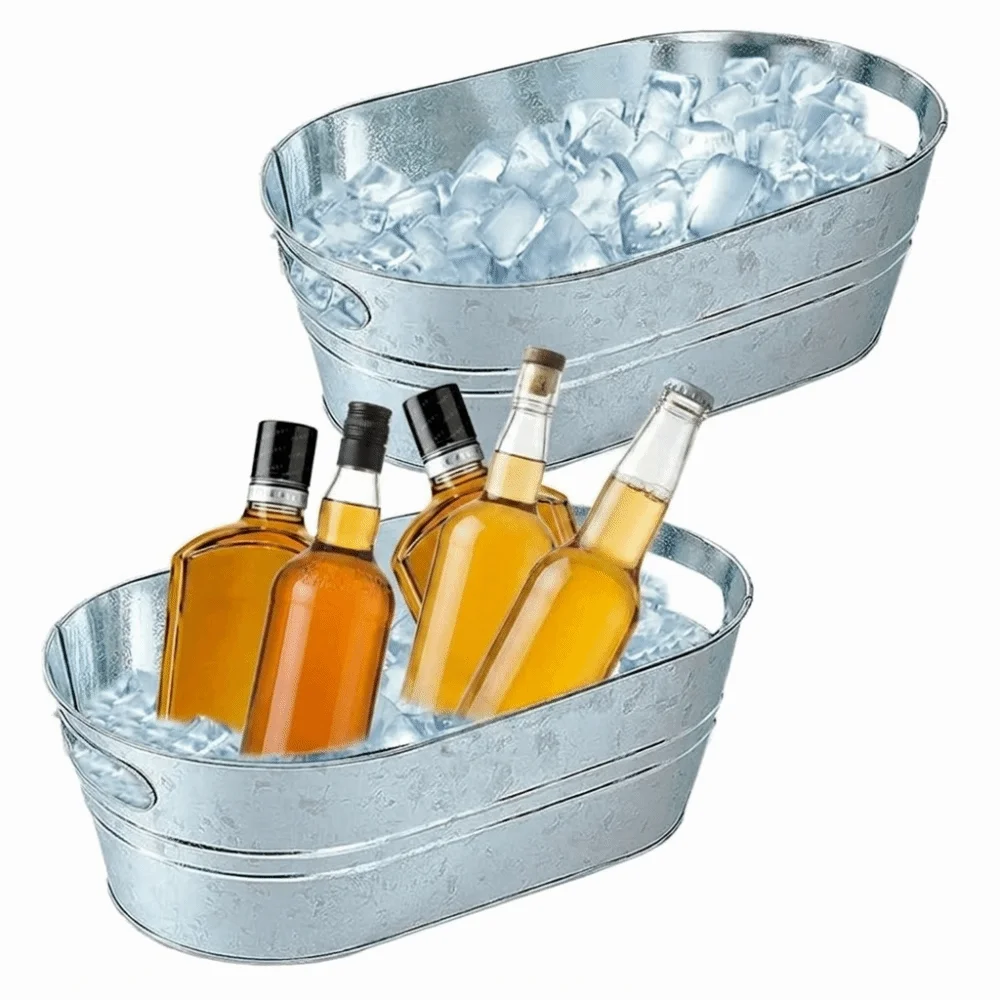 High Quality 15L Galvanized Tub Metal Large Capacity Beverage Tub Cooling Tub Bars