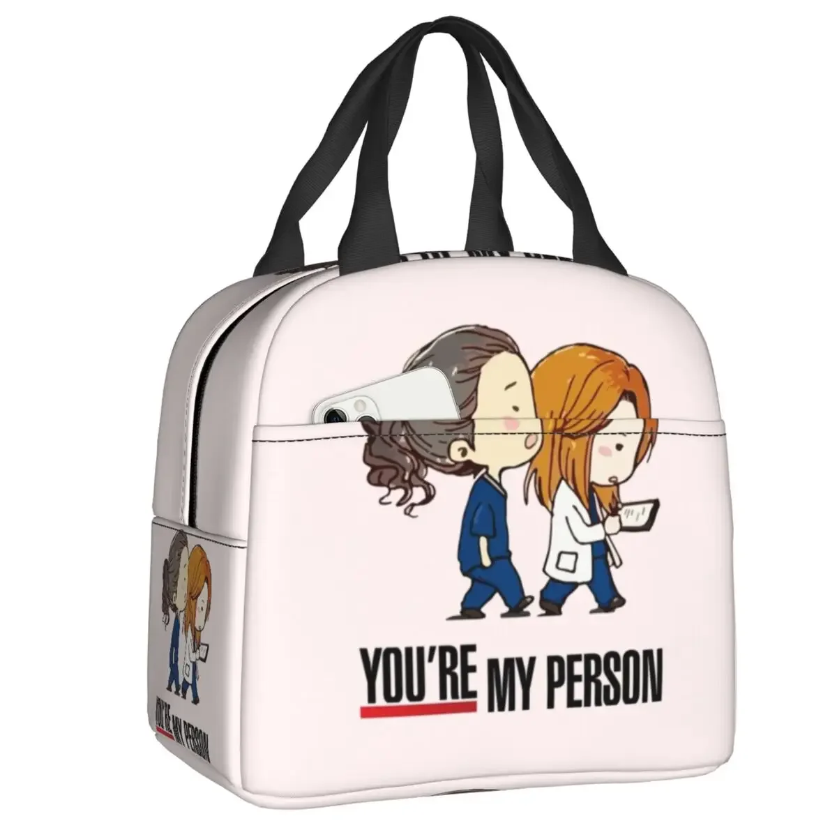 You Are My Person Grey Anatomy Lunch Bag Leakproof Picnic Thermal Cooler Insulated Lunch Box For Women Kids Tote Bags